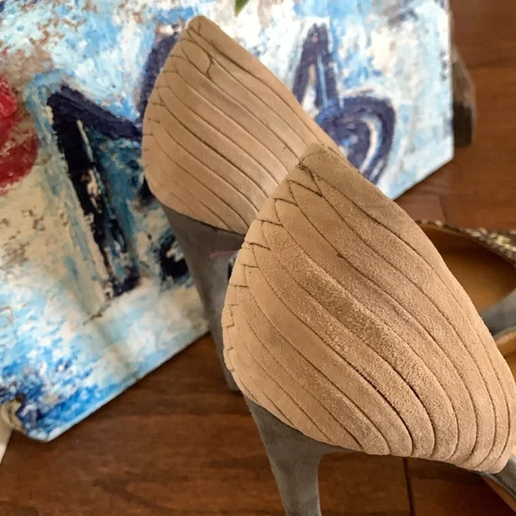 L.A.M.B. (Gwen Stefani) Snakeskin Pattern Pointed Toe Leather 9.5M D’orsay Heels - Picture 6 of 16